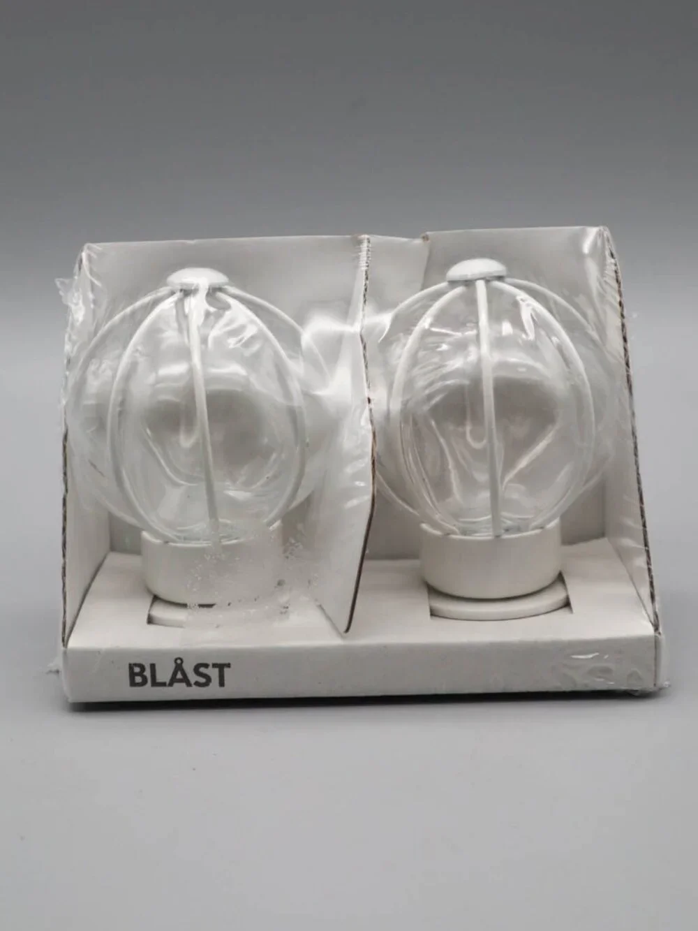 Ikea Blast Glass Globe White Cage Curtain Round Rod Finials Ends Caps 23146 NEW